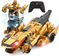 Dinosaur Transform Rc Cars 2.4Ghz Remote Control Car Transforming Robot with Flashing Light 360° Rotation One Button Deformation Car Toy Gifts for Boys Age 4-7 8-12