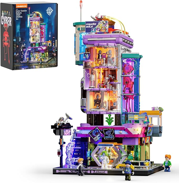 Cyber Couture Galleria Building Set - Cyberpunk Neon City Future Style Toy with Light Kit for Home Decor - Amazing Gift Idea for Boys &amp Girls Adults &amp Sci-fi Lovers 2701 Pcs