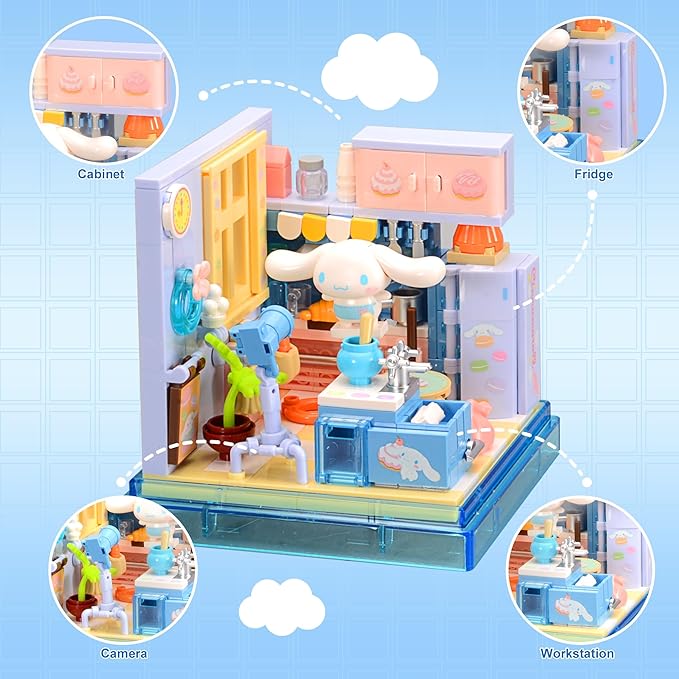 Cute Building Bricks Blocks Toys Miniature Sets with Transparent Display Fun Toy Collectible Gift for Fans Girls Birthday Party Supply Decorations Room Décor Plush Stickers Stuff Age 3 4 5 6