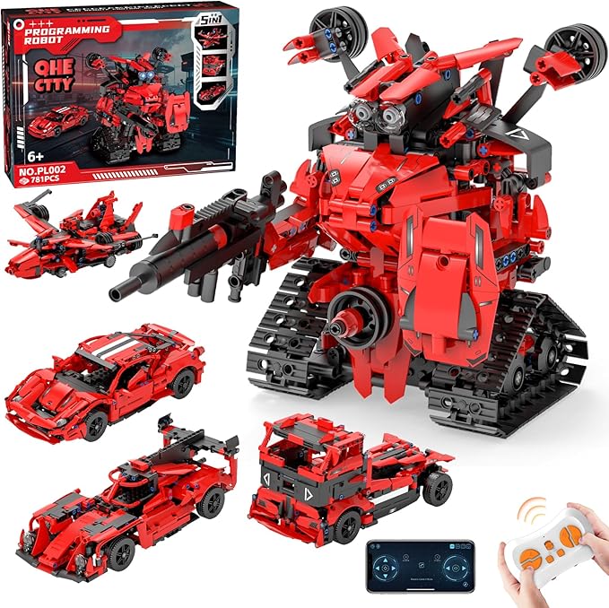 STEM Building Kits for Kids 6-14 5in1 App &amp Remote Control STEM F1/Car/Robot Building Toys Formula 1 Model Car Kits 785 Pcs Robot Building Sets for Kids Erector Sets Gifts for Boys Girls