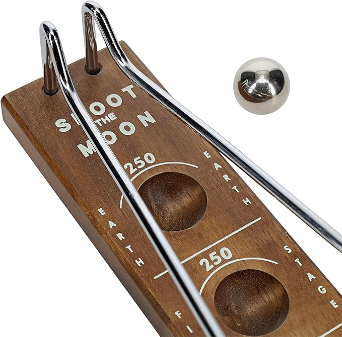 WE Games Shoot The Moon Game Large 17.5 inch Size Walnut Wood Stain Retro Games for Adults Classic Table Top Board Game