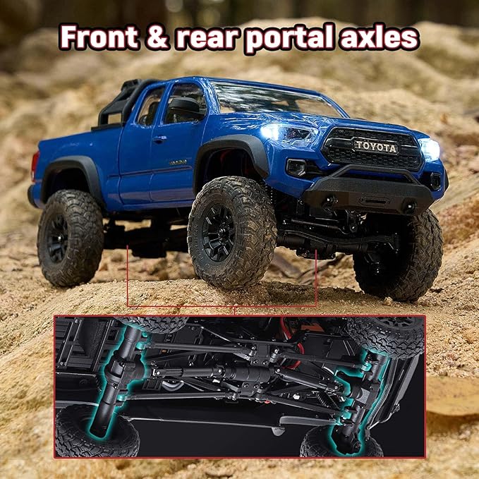 BEEZRC FMS 1/24 RC Crawler FCX24M Tacoma Toyota Official Licensed ABS Hard Body 4WD Off-Road RC Rock Truck2-Speed Transmission Hobby Grade Remote Control Car for Adults RTR Grey