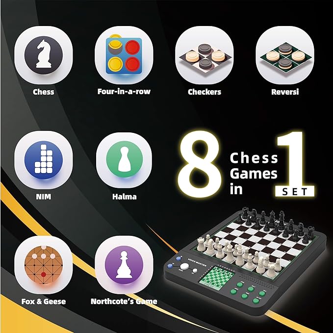 iCore Electronic Chess Set Pro Black : Voice Guide 30 Levels 100 Teaching Exercises Learning Mode for All Ages