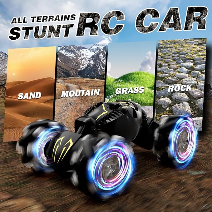 Remote Control Car for Boys 8-12 4WD Gesture Sensing RC Stunt Car 2.4Ghz with Lights Music Sprayer RC Cars for Boys Age 4-7 8-12 Hand-Controlled Cars Toys Birthday Gifts for Kids Girls Black