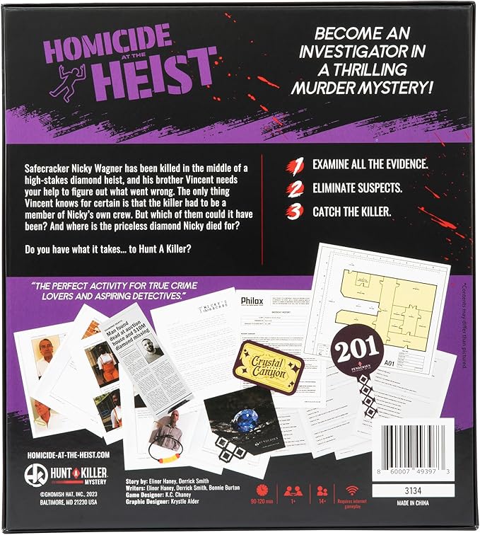 Hunt a Killer: Homicide at The Heist Solve the Murder of a Brilliant Jewel Thief Murder Mystery Game for Adults Perfect for True Crime Fans Mystery Box for Game Night Designed 1+ Players Ages 14+