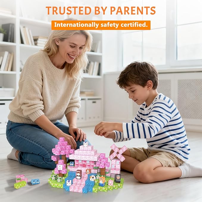 Vdealen 300 PCS Magnetic Blocks-Magnetic Building Blocks Stacking Magnetic Cubes Toy for Kids STEM Montessori Sensory Toys for Boys and Girls Age 3 4 5 6 7 8 9 10 11 12 Christmas Birthday Gift
