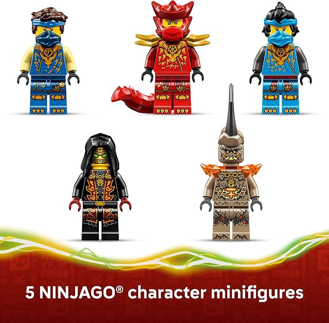 LEGO NINJAGO Jay’s Transforming Car Building Toy for Boys &amp Girls - Toy Car W/2 Play Modes for Kids Ages 8+ - W/Jay NYA Dragon Form Kai &amp 2 More Minifigures - Gift Idea for Birthdays - 718