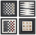 Magnetic Canvas Game Set. Chess/Checkers/Backgammon/TIC TAC Toe. Decrotive Game Sets use an mounting System That Gives Easy Access to Them. (Black and White)