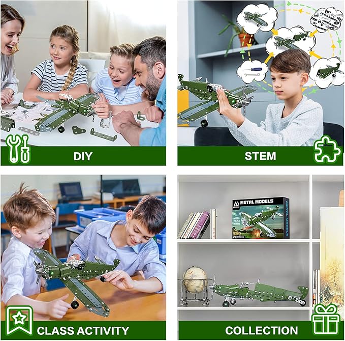 Lucky Doug Building Toys Model Airplane Set - DIY Building Stem Projects Toys for Kids Boys Ages 8-12 Assembly Science Toys for Model Fans