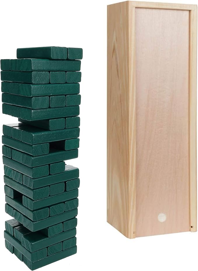 WE Games Wooden Block Stacking Party Game for Adults Tumble Tower Wedding Guest Book Alternative Tabletop Games Includes Storage Case 12 inches