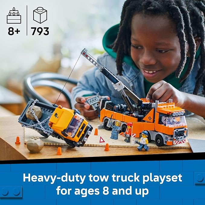 LEGO City Heavy-Duty Recovery Tow Truck with Crane Building Toy - Dump &amp Tow Truck Toys for Boys &amp Girls Ages 8+ - Pretend Play Set for Kids - Gift Idea for Birthdays &amp Holidays - 60467