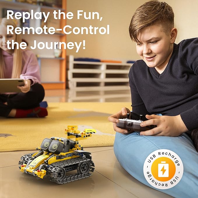 Sillbird Robot Building Kit with Remote Control for Boys Ages 8-14 STEM Coding Robotics Technic Toy Birthday Creative Gifts for Kids Buildable 5in1 Models with 473 Pieces