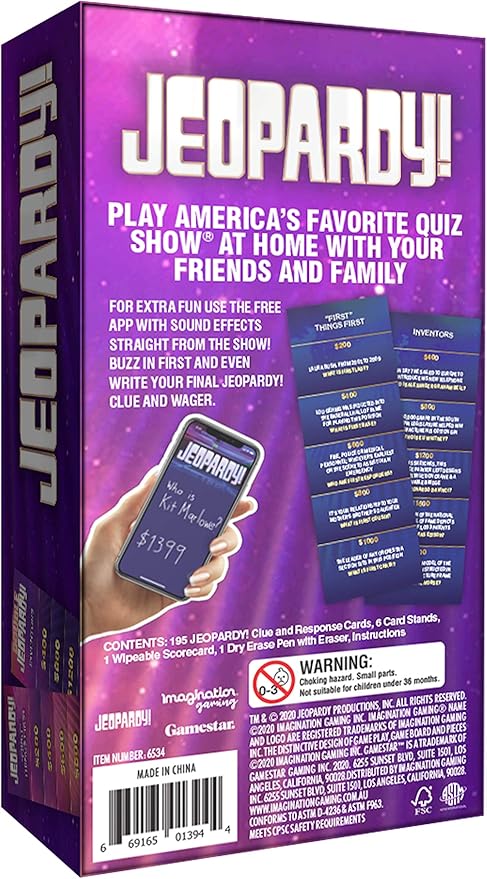 Imagination Gaming Jeopardy! The Fast-Moving Game of Questions and Answers Play at Home with Friends Family Remote Home Entertainment Get Excited and Fired Up