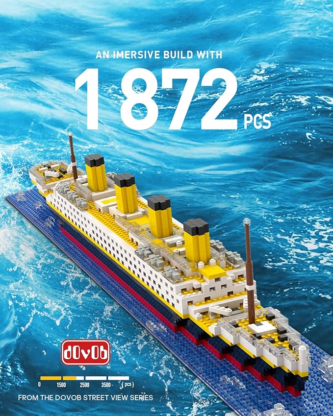 dOvOb Micro Mini Blocks Titanic Model Building Set with 2 Figure 1872 Piece Mini Bricks Toy Gift for Adults and Kids