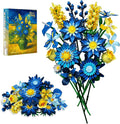 Glacia Daisy Flower Bouquet Building Kit Art-Inspired Ice Blue Floral Arrangement with Premium Blocks Eternal DIY Flower Decor for Home for Christmas Day Building Set for Adults &amp Kids