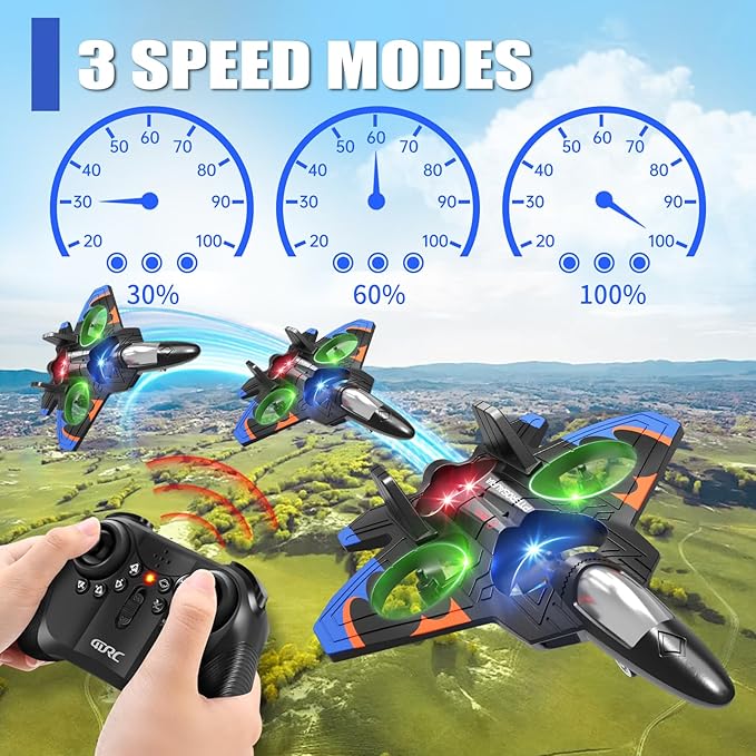 4DRC V32 Foam RC Planes with 3 Batteries Remote Control Airplanes for Kids Adults 8-16 RC Drone Airplane Helicopter Jet with Light 360° Flip Stunt Roll Airplane Toy Gifts for Kids Boys Adults