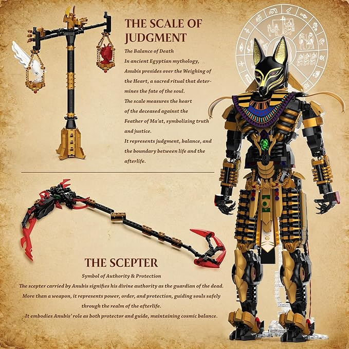 JMBricklayer Anubis Mythical Building Set for Adults Ancient Egyptian God Building Blcoks Collectible Mech Model Kits for Home Office Decor Large Display Statue Gifts for Men &amp Mythology Lovers