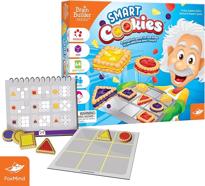 FoxMind Games: Smart Cookies Logic Puzzle Game Deduction Game for Kids Ages 6+ and Brain Teaser Lovers STEM Learning Toy from Brain Builder Series Develops Problem-Solving Skills 1+ Players