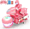 Remote Control Motorcycle for Girls with RGB Wheels Lights RC Motorbike Toy 360° Rotations 55 Min Play Stunt Motocross with Rider 2.4Ghz RC Dirt Bike Birthday Xmas for Girls 4-12 (Pink)