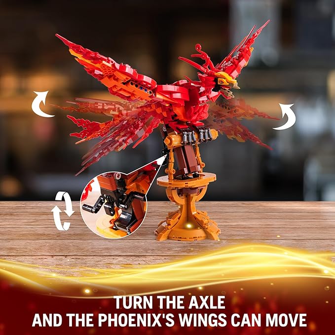 Moc Fire Phoenix Building SetCompatible with Lego STEM Magic Phoenix Collection Model for AdultsIdeas Bird Toy Gift for Kids Boys and Girls Fans Ages 8+ 938 PCS
