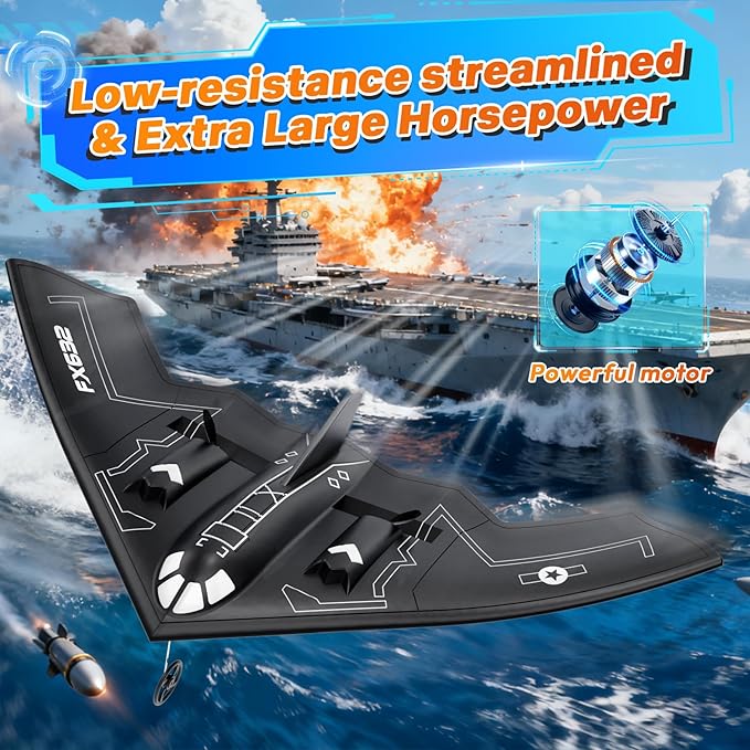 RC Airplane RC Plane Ready to Fly 2CH Remote Control Airplane with 6-axis Gyro Stabilizer B2 Spirit Stealth Bomber 2.4GHz Remote Control Plane for Beginners Boys Kids
