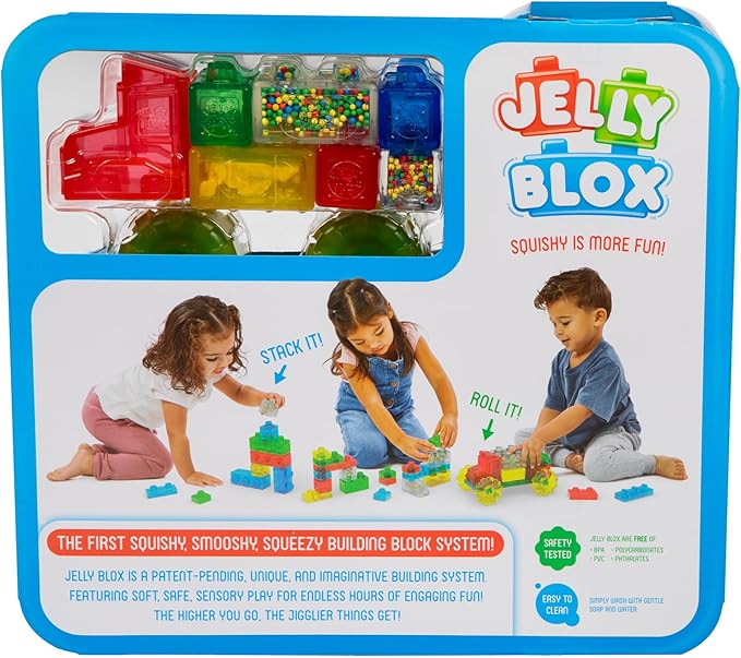 Goliath Jelly Blox Vrroom! Truck Kit | Includes 35 Blocks | Toddler &amp Preschool Building Blocks Kids Can Squeeze Stretch Squish | MESH ACCREDITED | Safety Tested Ouch-Free | Sensory Play Toy Age