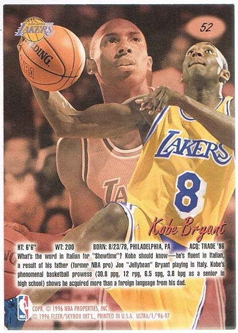 1996-97 Ultra #52 Kobe Bryant RC Rookie