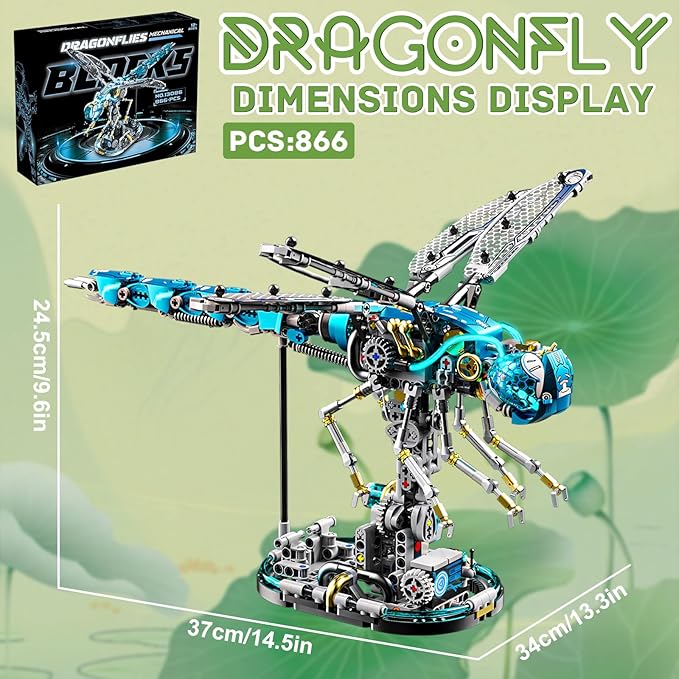 Mechanical Dragonfly Building Blocks Sets Animal Insert Building Kits Mech Animal Model Toys for Adults Teens 866 PCS