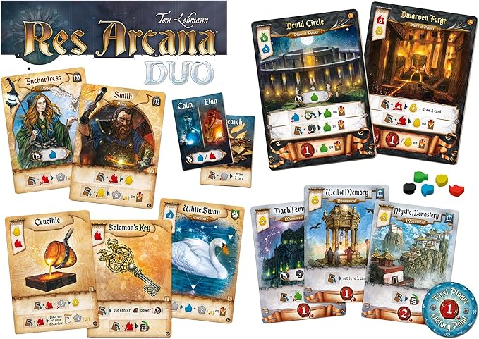 Res Arcana Duo Board Game - Strategic Two-Player Duel! Expandable Game System Fantasy Adventure Game for Kids &amp Adults Ages 14+ 2 Players 20 Min Playtime Made by Sand Castle Games