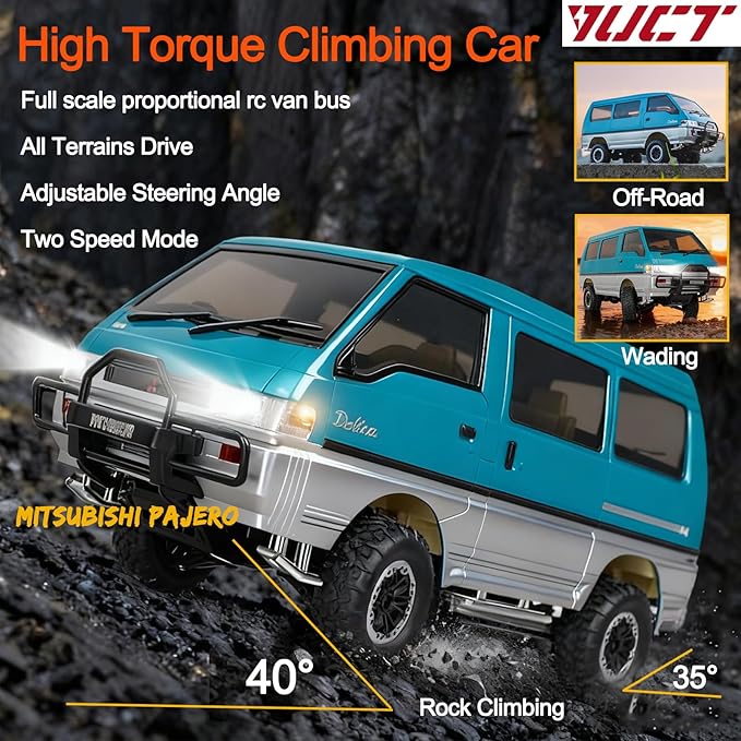 YUCT 1/12 Mitsubishi Delica L300 4WD RC Rock Crawler 2.4GHz Remote Control Van Two 1200mAh Batteries
