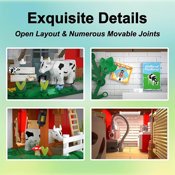 Farm House Building Sets Windmill Toy Building Blocks for Adults Teens 14+ Model Building Kits for Boys Girls Birthday Office Home Decor 1310PCS