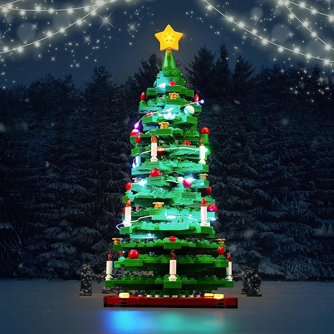 Upgraded Led Light Kit Compatible with Lego Christmas Tree Building Set Lights Decoration Compatible with Lego 40573 Gift Idea for Christmas Tree Lights (Model Not Included)
