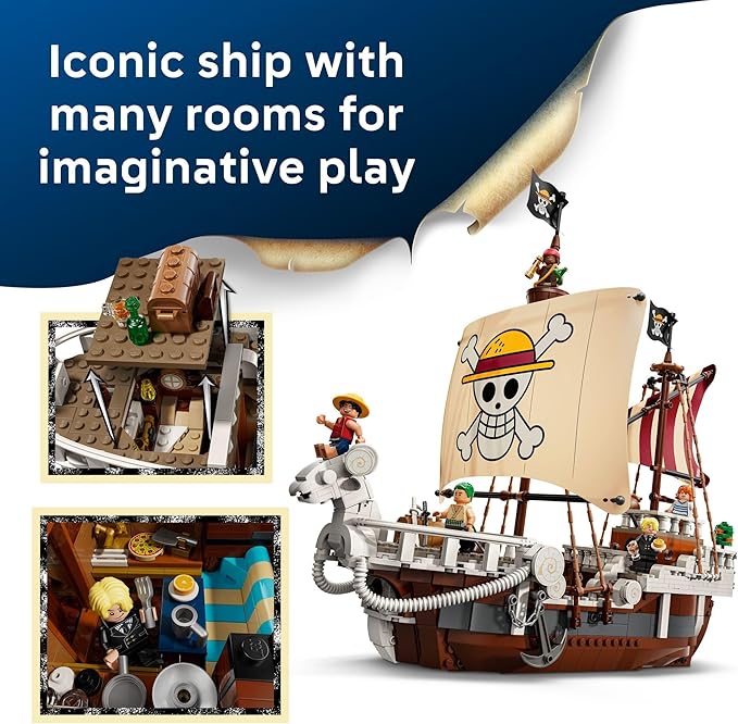 Lego ONE Piece The Going Merry Pirate Ship Building Blocks - Pretend Play Adventure Toy for Boys &amp Girls 10+ - Straw Hat Crew Toy Figures &amp Playset for Anime Fans - Gift Idea for Birthdays -