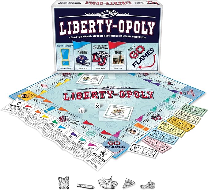 Late for The Sky Liberty-Opoly - Liberty University Family Board Game Opoly-Style Ages 8+ 2-6 Players Alumni and Student Gift