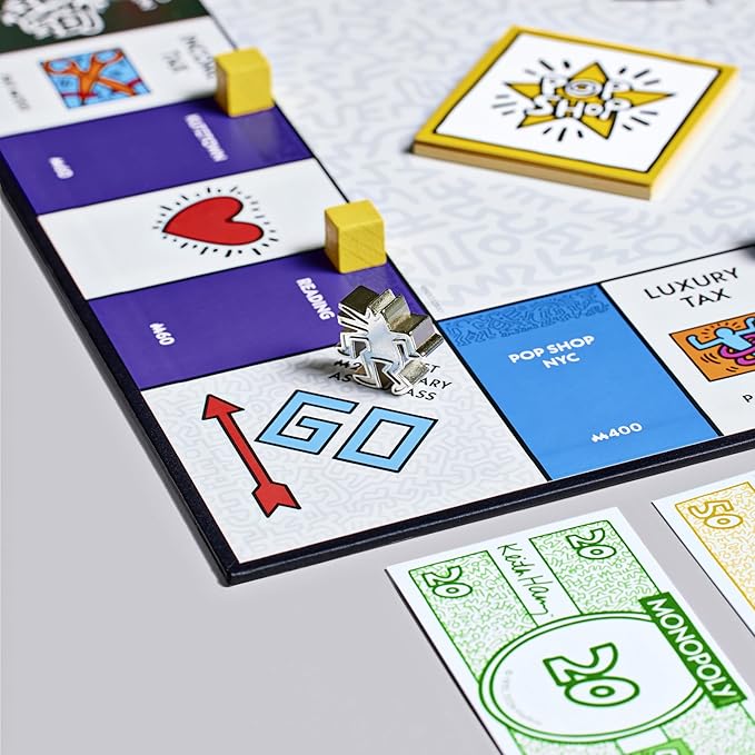 WS Game Company Keith Haring Monopoly – Pop Shop 40th Anniversary Edition – Premium Art-Wrapped Collector’s Board Game – Featuring Iconic Art Custom Metal Tokens and Dancing Figure Pieces (Ages 8+)