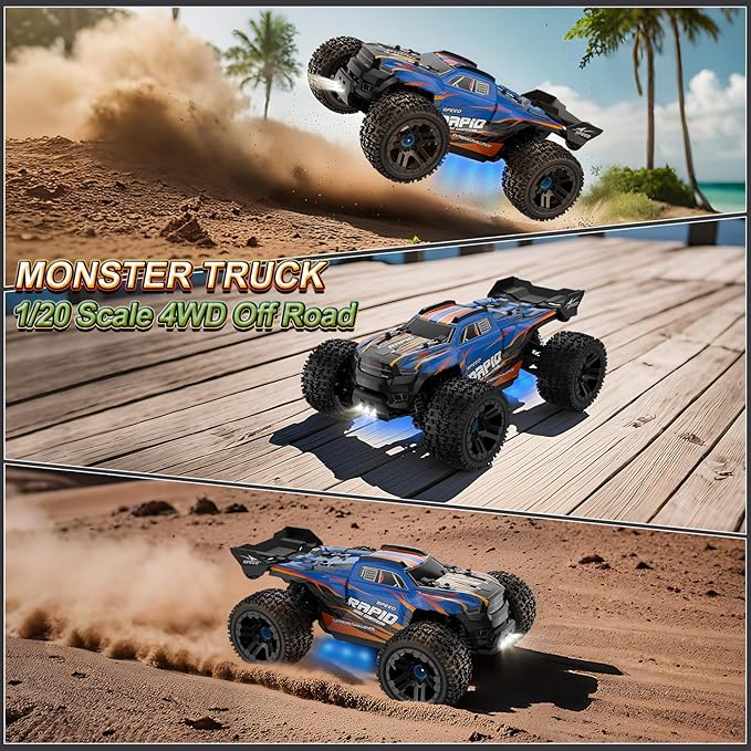 Nikuku Fast Remote Control Car 38 KPH High Speed Off Road RC Cars with 2.4 GHz 1:20 Scale 4WD Electric All Terrain RC Monster Truck Toys Christmas Birthday Gifts for Adults &amp Boys