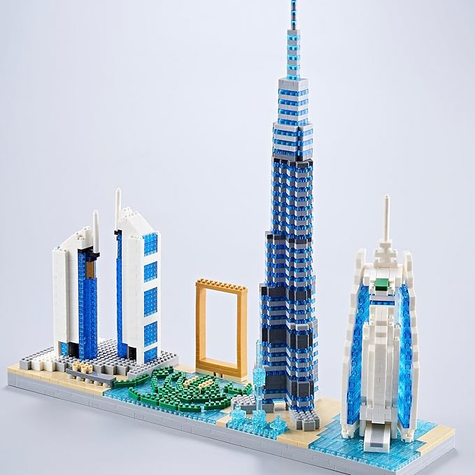 World Famous Landmarks Architecture Skylines Series Dubai Skyline Micro Building Blocks Set for Adult Age of 14+ Assembly Construction 3D Present Kit 2545 pcs