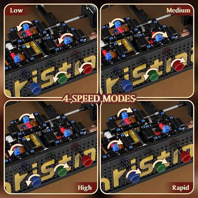Mould King 10170 Music Box Building Sets 2344+ PCS Rotating Christmas Music Box with 4 Speed Adjustable Mode Black Gold Design with Festive Patterns Collectible Decoration Gift for Adults Age 14+