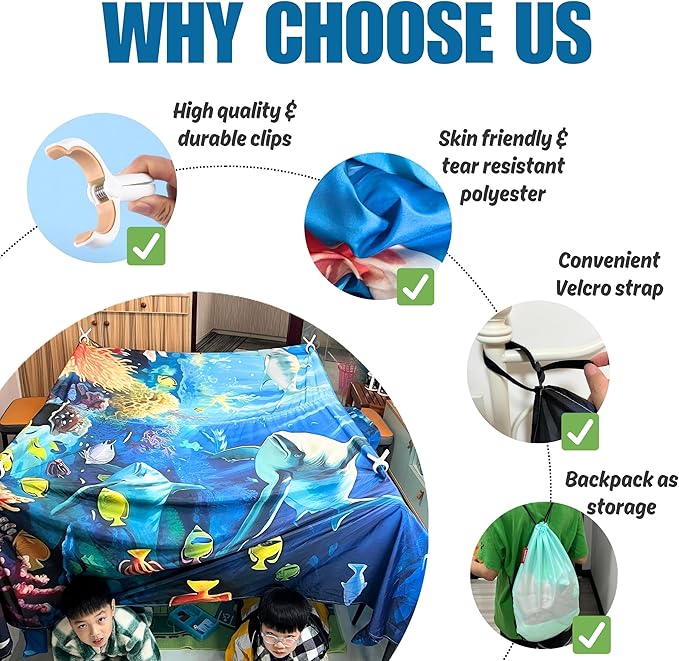 Magic Fort Building Kit for Kids - Large Lightweight Blanket Fort Making Kit Clips with CPC Certification - Portable Playhouse Play Tent Fort - Indoor/Outdoor Girls/Boys Toys Ages 4-5 6 7 8-12