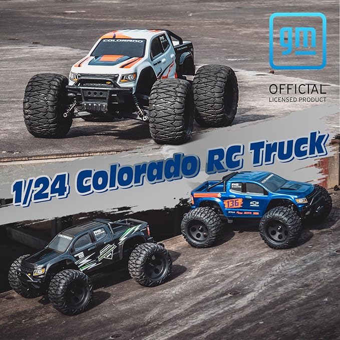 FMS FMT24 1/24 Chevrolet Colorado Brushed RC Truck RTR Basher RC Cars 4X4 Off-Road Hobby Grade Waterproof 2-Speed Switch RC Crawler with 370 Motor for Adults (Black)