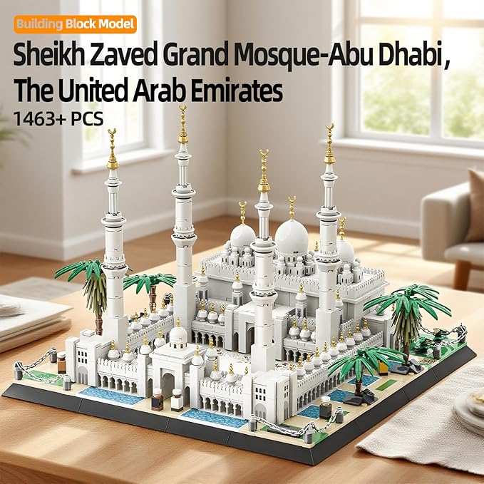 Sheikh Zayed Mosque Building Blocks Set Architectural Landmark Model Kit for Adults &amp Kids Collectible Display &ampEducation Toy Gift