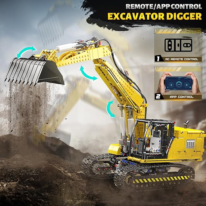 Mould King 13112 Upgraded RC Excavator Building Sets 2169+ Pieces Building Model Kits App Remote Control Construction Truck Excavator Science Kits with Motor STEM Engineering Toys for Teens Adults