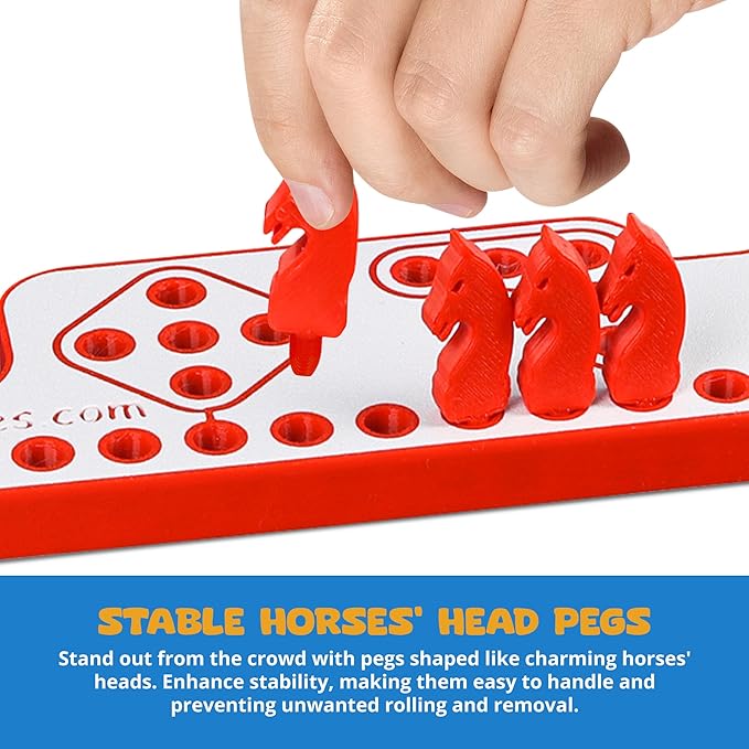 Pegs and Jokers Board Game - Strategic Fun Engaging and Portable - Play with Family and Friends - Easy to Learn - Travel-Friendly - with Horse-Head Peg and Deck of Cards 2-8 Players