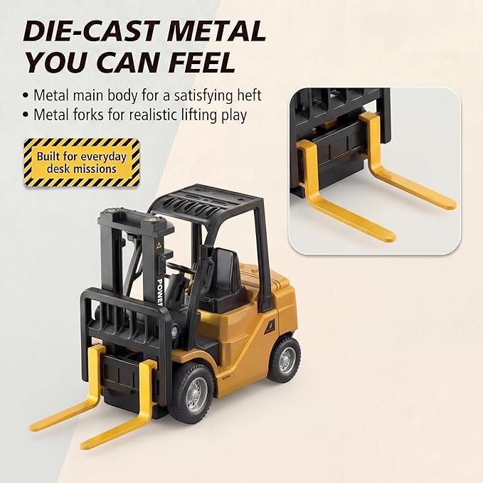 1/64 RC Forklift ToyMini Forklift Remote Control &amp Phone App Controled2-in-1 Transformable Lift Fork &amp Hook10CH Alloy RC Construction Vehicles With Lights &amp SoundsToy Gift for TeensAd