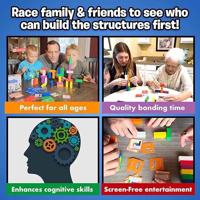 The Uzzle Stack Royale Board Game Fast &amp Fun Family Board Game for Children &amp Adults Color Block Puzzles Games for Ages 4+