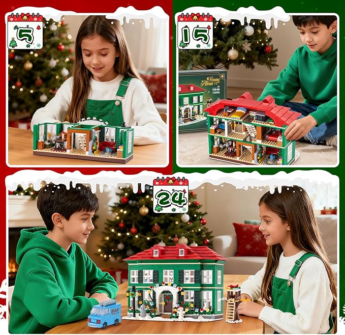 Christmas House Building Set with Light for Adults NO Compatible with Lego House 1187PCS Holiday Loness Home Boys House Building Kits Christmas for Movie Fans Friends Family