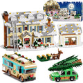 Christmas Holiday House Building Set 5 in 1 Model Buildings Kits Snow Village &amp RV Toy Building Blocks Sets with LED Xmas Decor Toys Gifts for Kids Girls Boys Ages 8+ Adults (1958PCS)