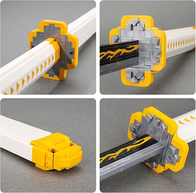 TOY PLAYER Demon Sword Toy Building Set Agatsuma Zenitsu Sword with Scabbard and Stand-Compatible with Lego Sets for Adult Gift for Anime Fans (956 Pcs)
