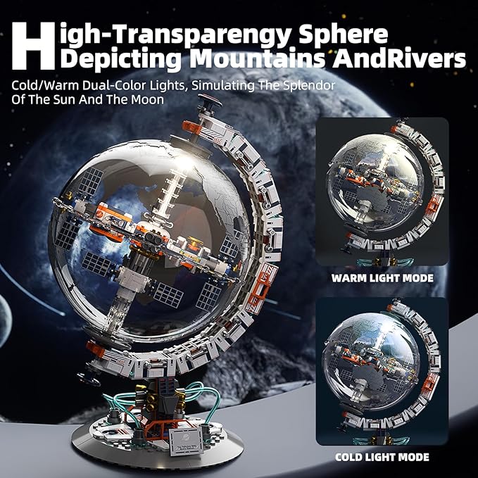 Space Station Globe Building Set for Students 360° Rotatable Educational Toys for Science Experiments with Dual Illumination Modes 21332 STEM Toys Gift for Teens 8-14 Years (657 Pieces)