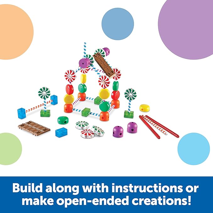 Learning Resources Candy Construction Building Set - 92 Pieces Ages 4+ Fine Motor Skills Toy Toddler Preschool STEM Gifts for Boys